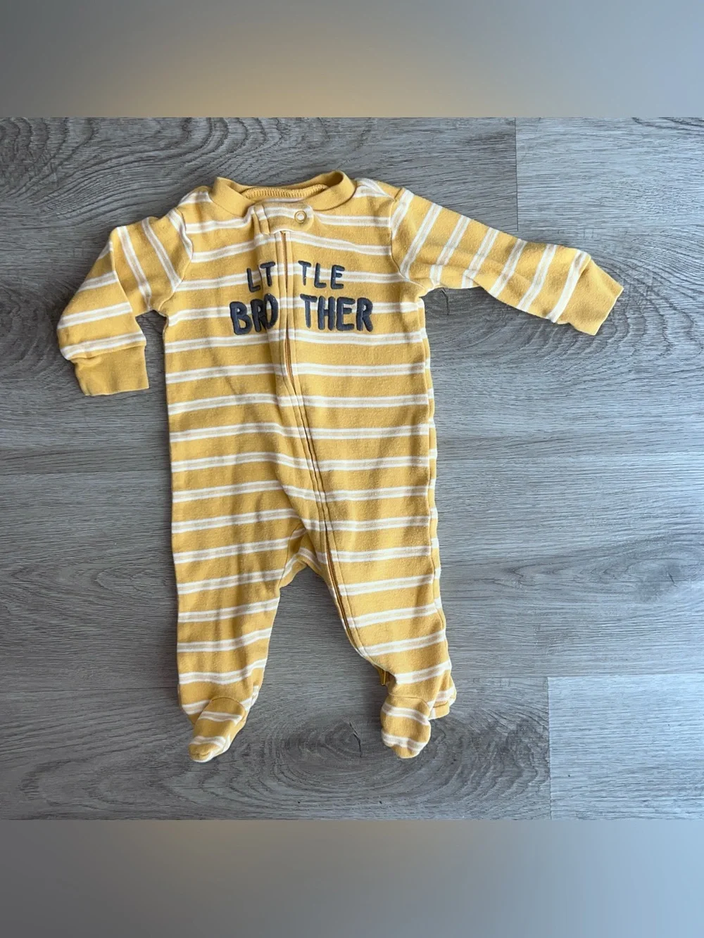 Carter’s Baby Boy Little Brother Stripped Sleepers Size 3 Months
